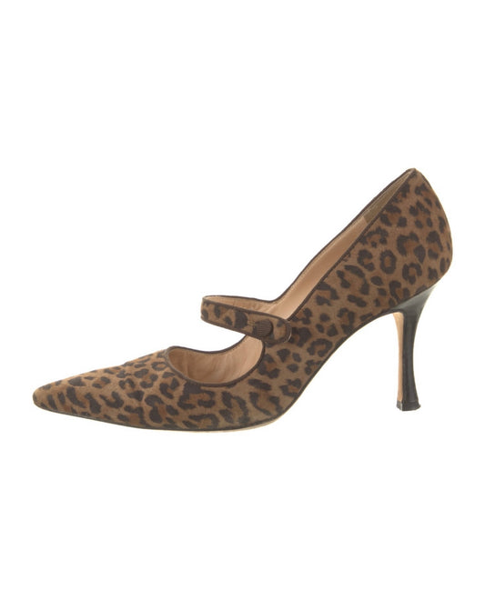 Manolo Blahnik Animal Print Mary-Jane Pumps