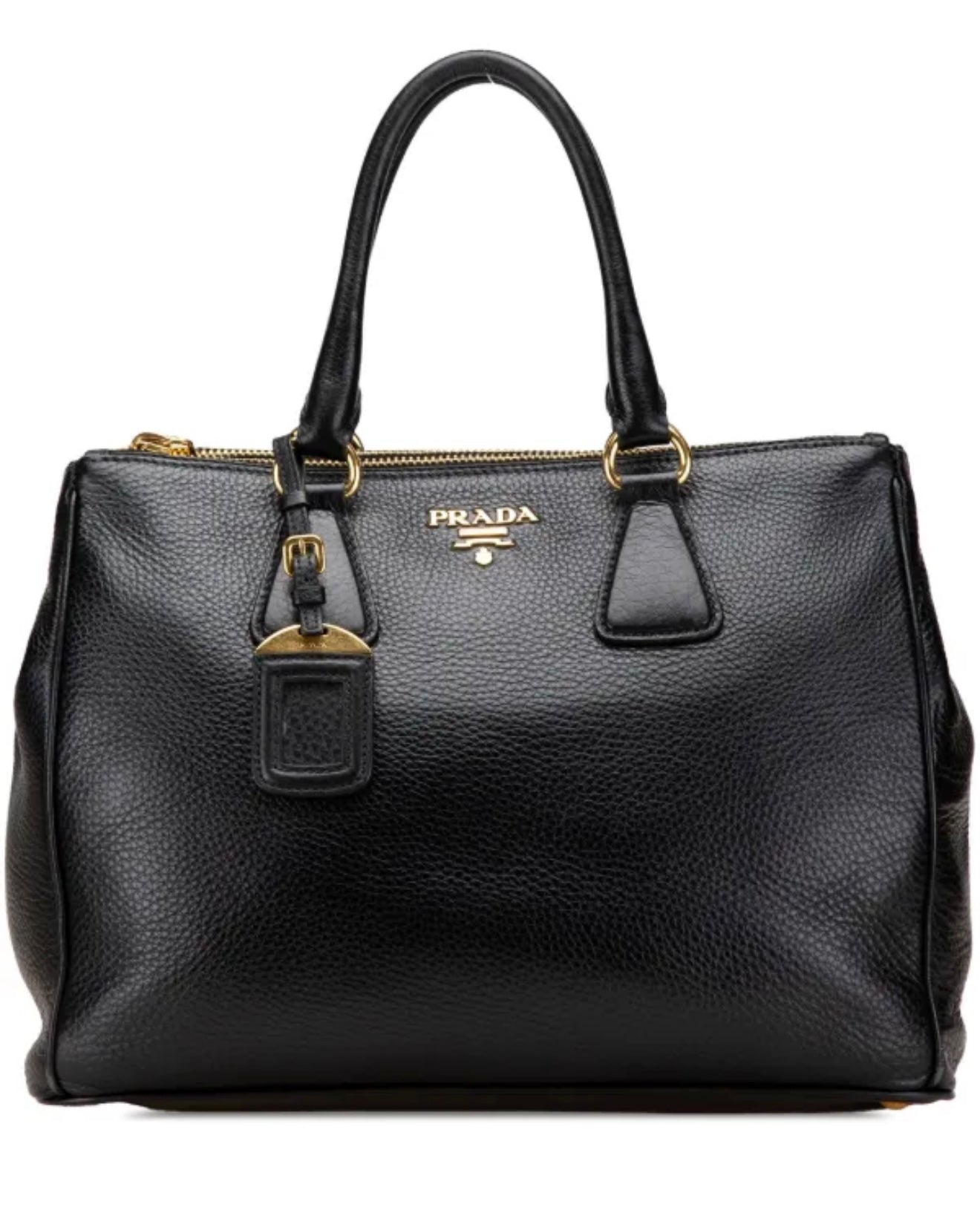 Prada Vitello Daino Double Zip Convertible Tote Satchel