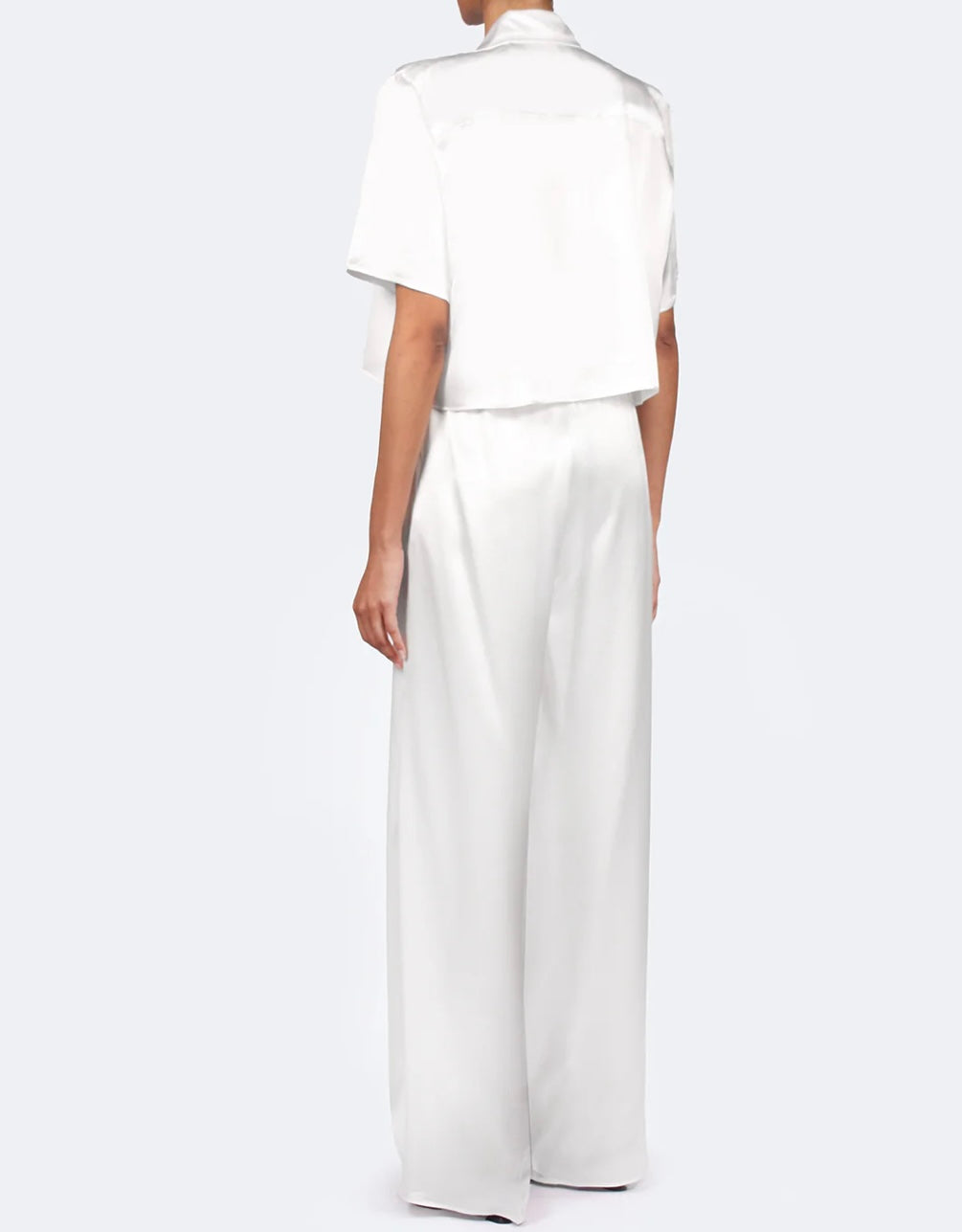 NAMESAKE - STUDIO ESSENTIAL - CROPPED SHORT SLEEVE BLOUSE & PANTS  - SNOW