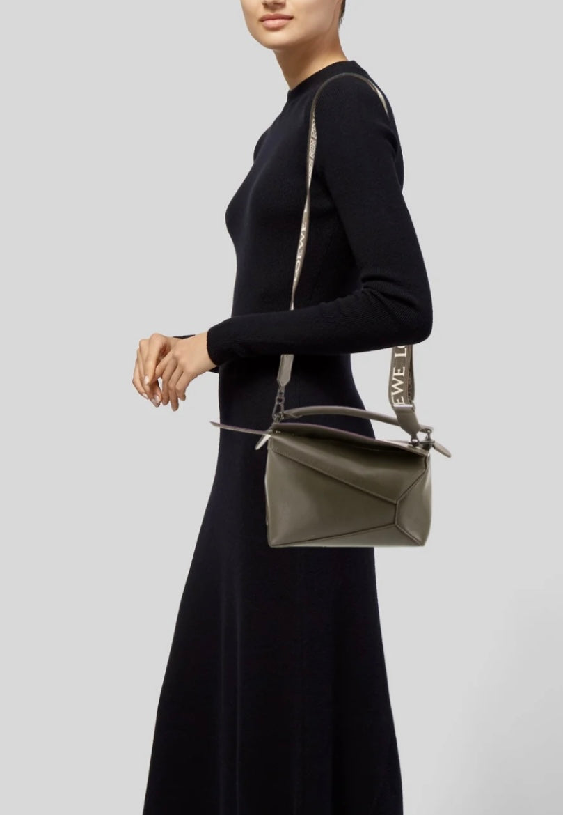 LOEWE - DARK KHAKI GREEN SMALL PUZZLE BAG