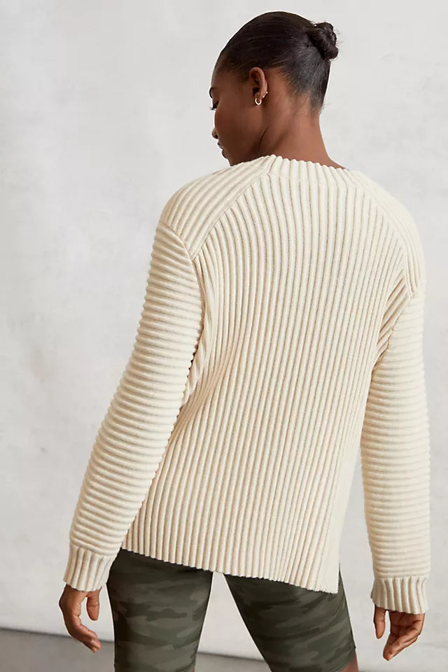 VARLEY cream sweater with zipper details on the side