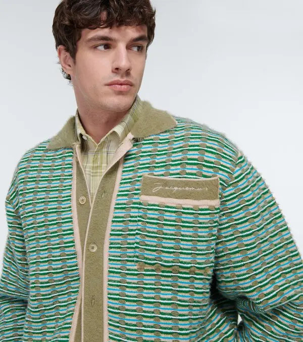 JACQUEMUS cotton blend green/blue/taupe cardigan