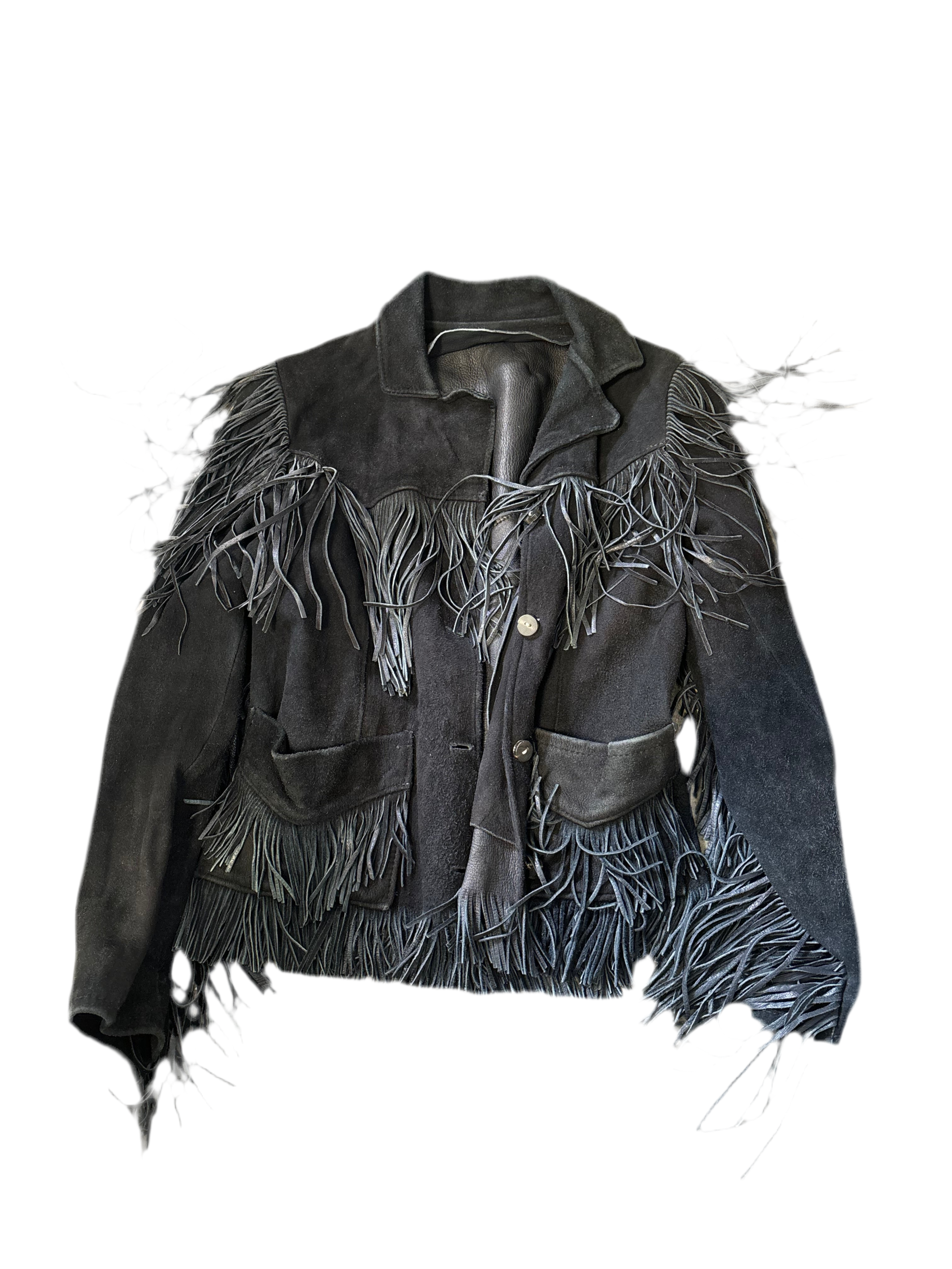 UNKNOWN BRAND suede fringe jacket