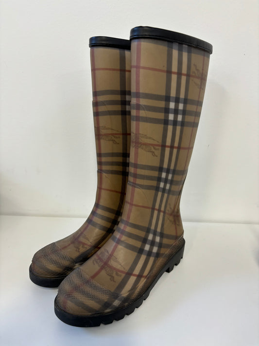 BURBERRY nova check rain boots