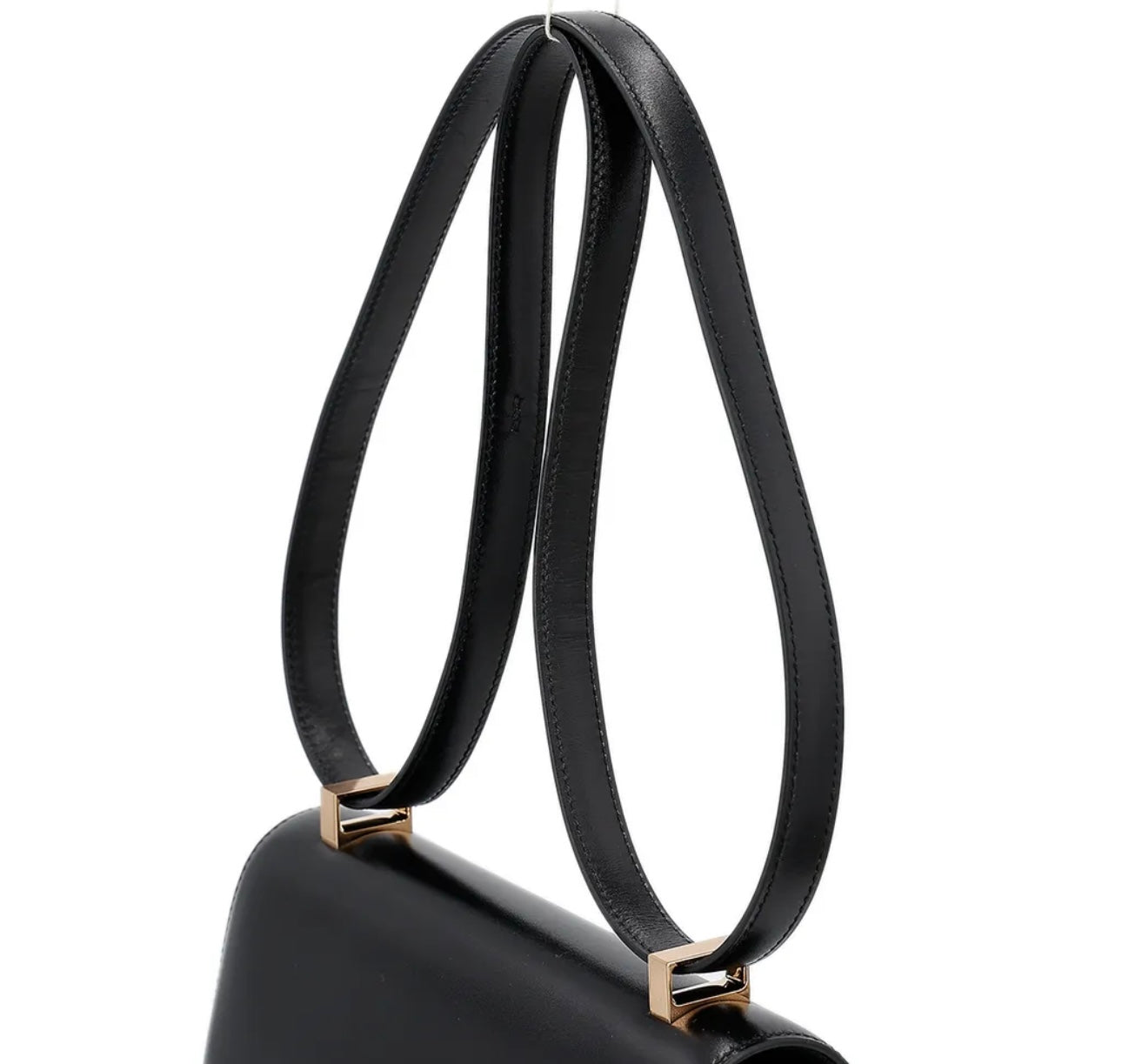HERMÈS - Constance 24 shoulder bag in Black Box calfskin with Rose Gold hardware