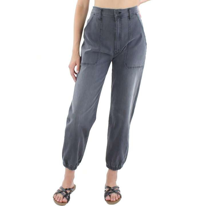 MOTHER grey denim with elastic bottoms