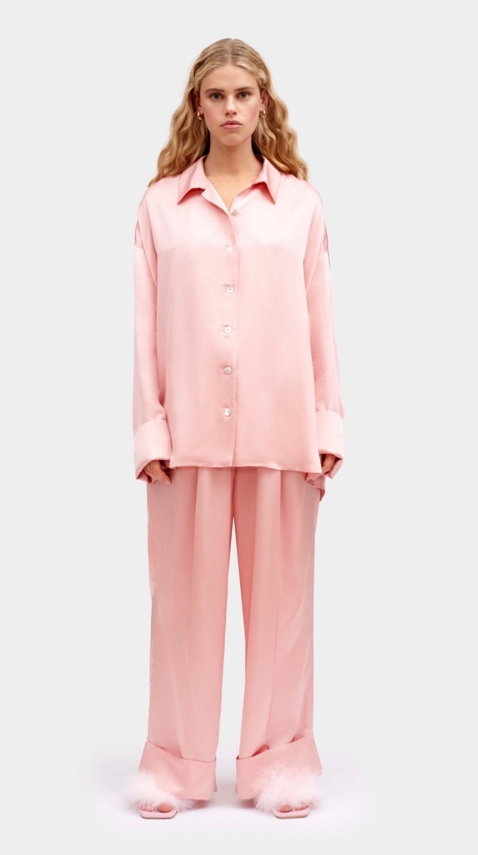 SLEEPER - Sizeless Pajamas Set with Pants in Dust Pink