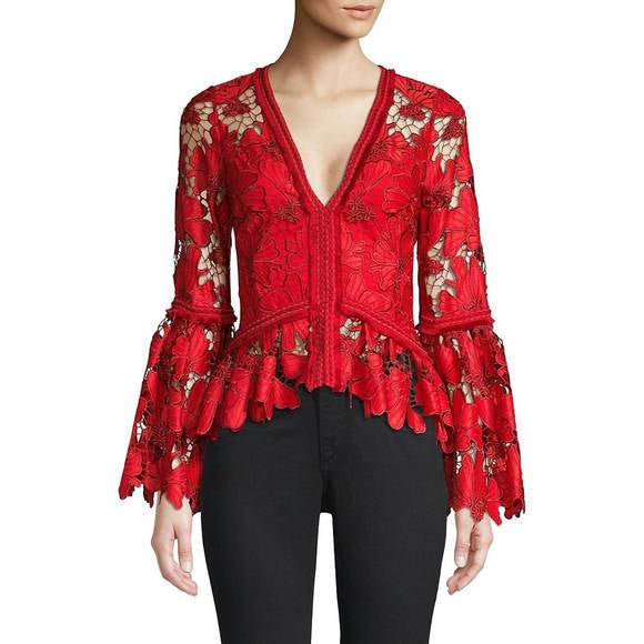 ALEXIS VINTON LACE RED TOP