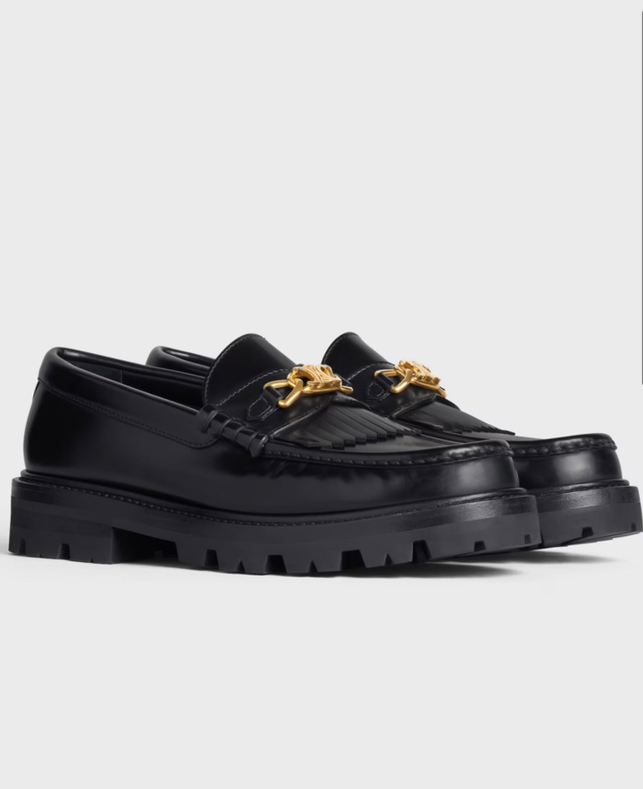 CELINE MARGARET LOAFER WITH TRIOMPHE CHAIN in POLISHED BULL