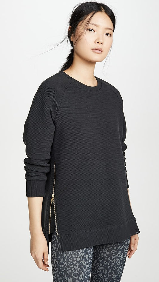 VARLEY black crewneck with GHW zippers