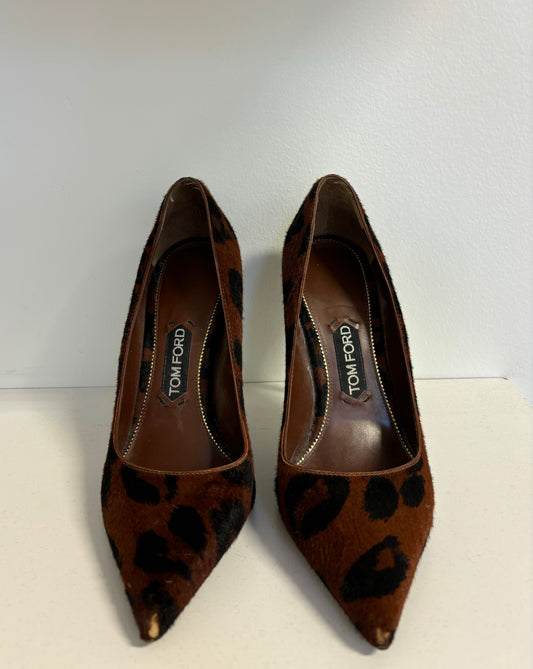 Tom Ford Leopard Print Calf Hair Pumps