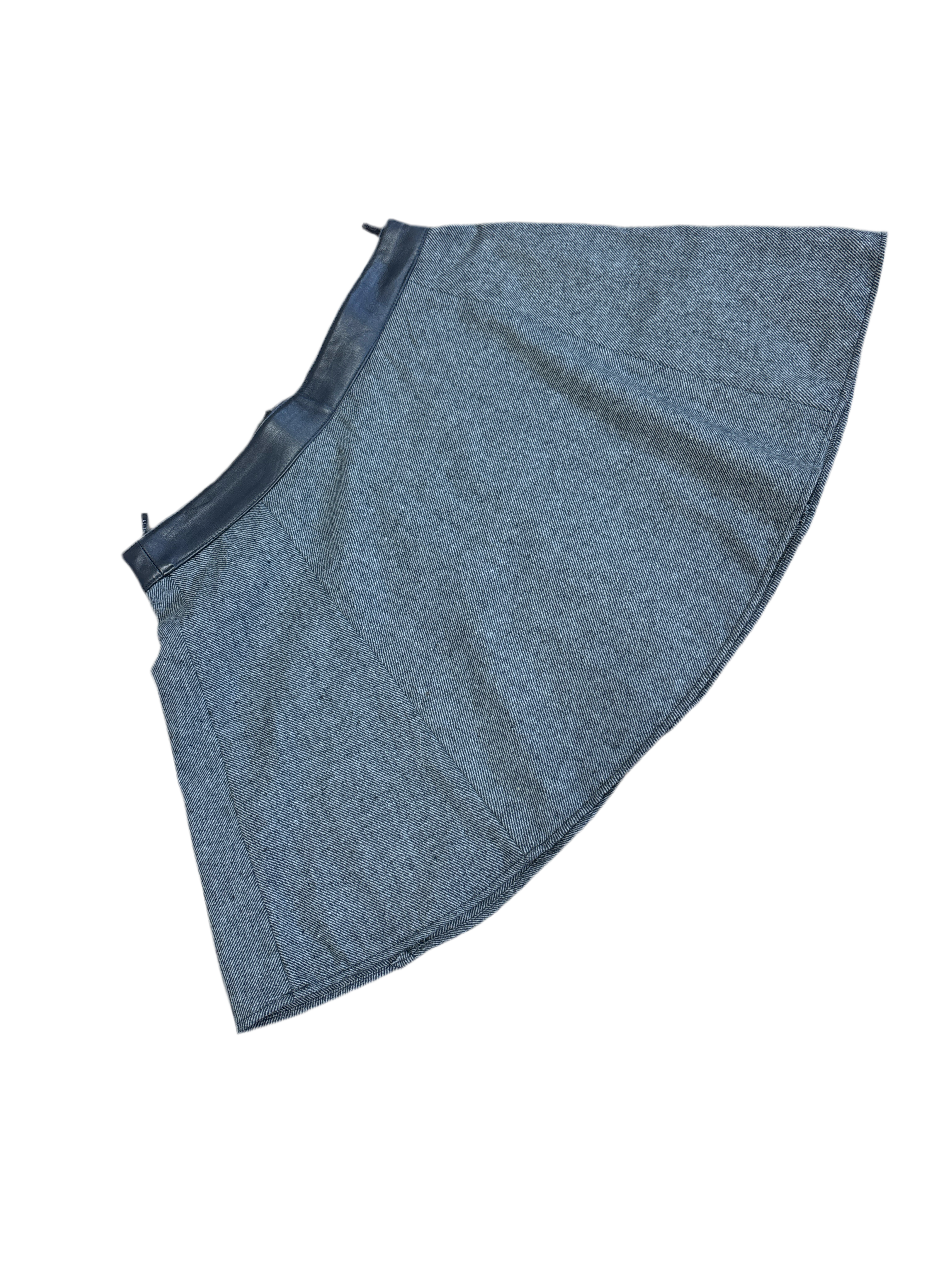 FIDELITY - LEATHER WAIST HERRINGBONE SKIRT