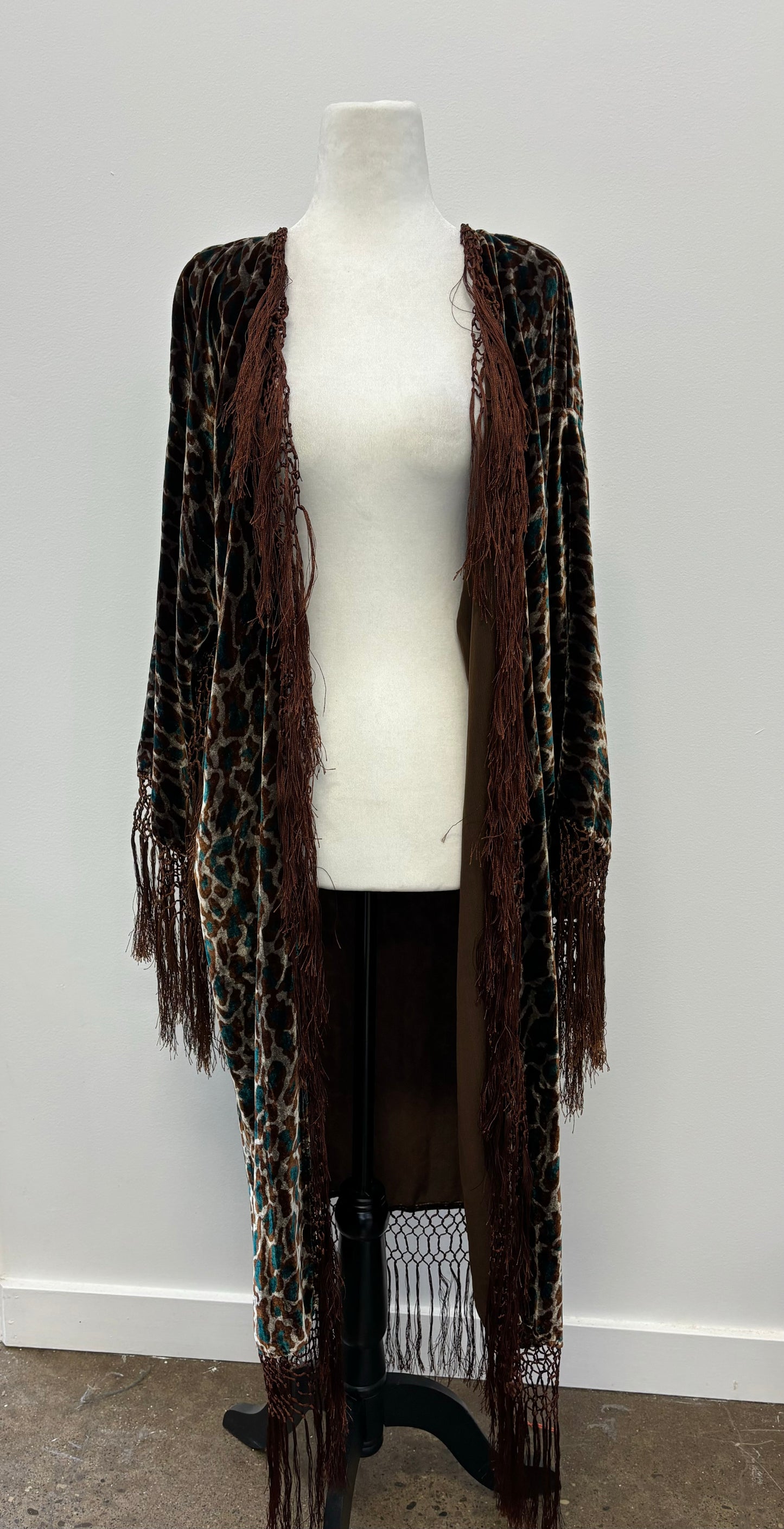 Leopard Velvet Fringe Duster