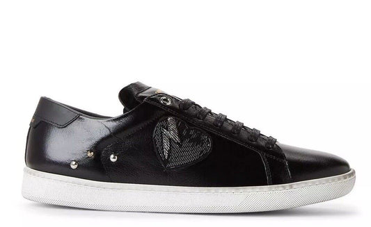 SAINT LAURENT men’s black lightning/heart patch sneakers