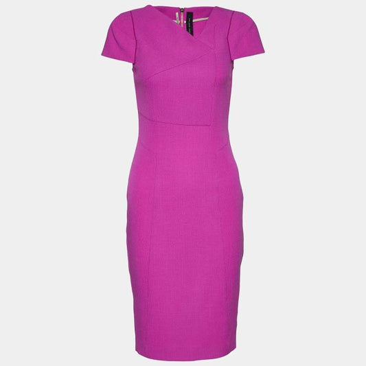 ROLAND MOURET purple dress with gold zipper