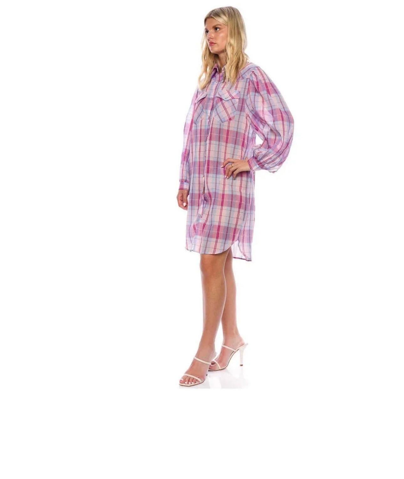 Isabel Marant Etoile / Brittany Pink Check Mini Shirt Dress