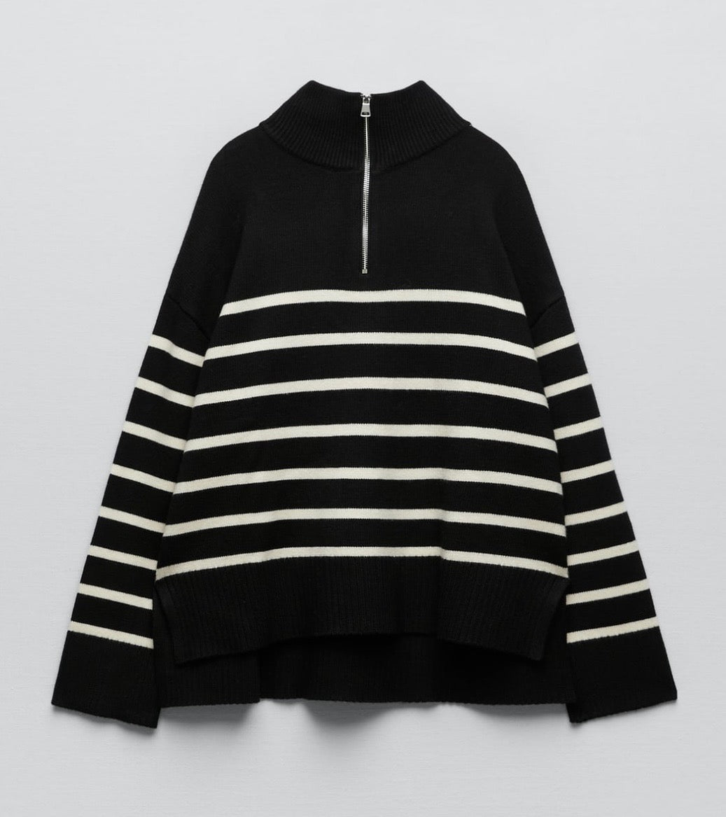 ZARA black and white stripe knit