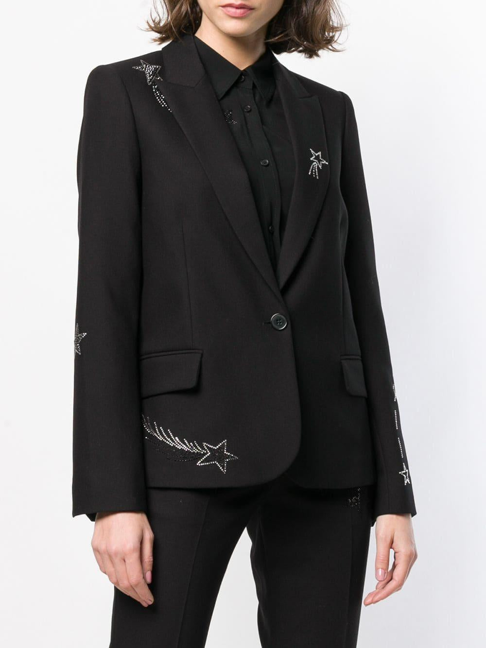 Zadig & Voltaire black blazer with rhinestone shooting stars