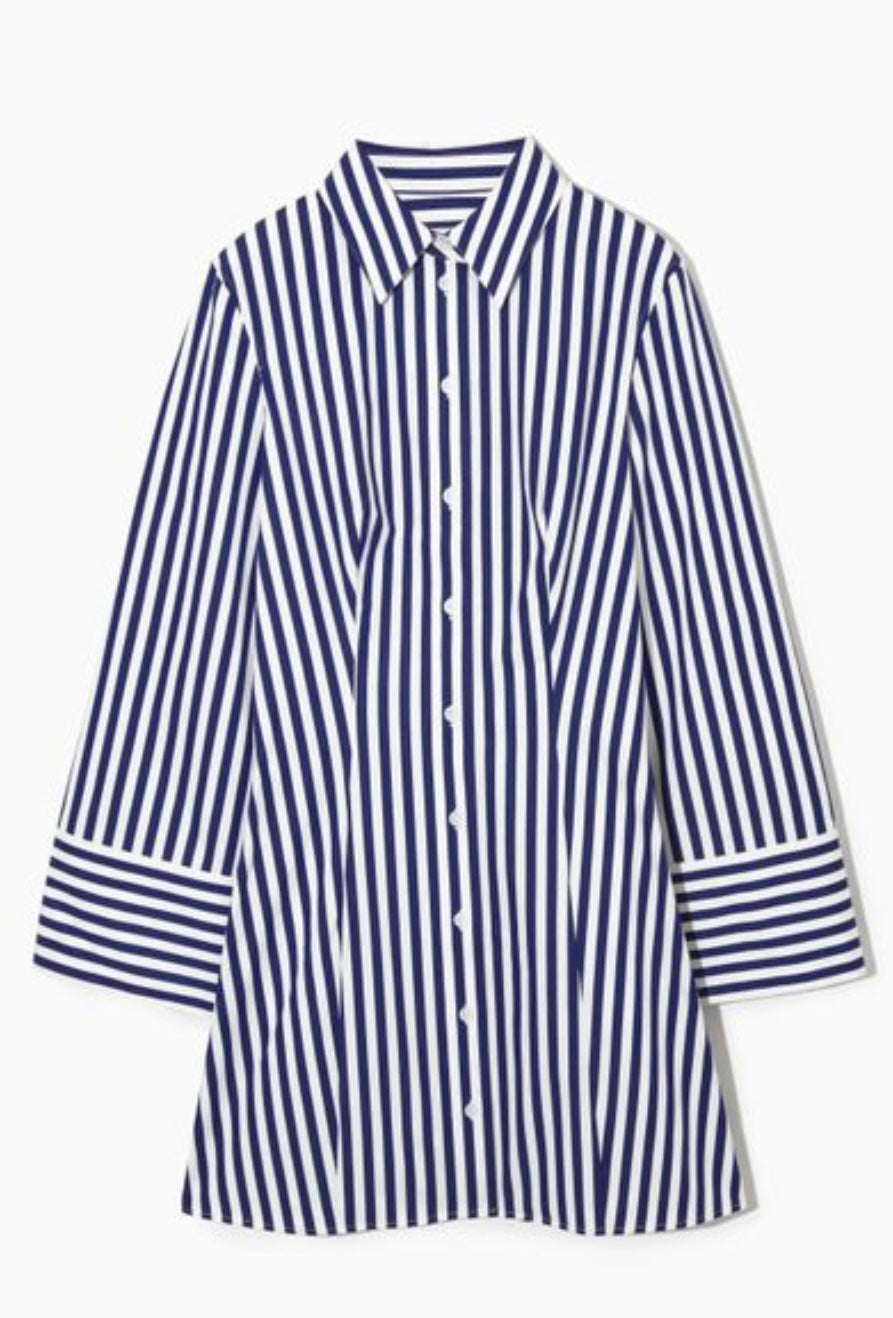 COS - Striped Wasted Button-Up Shirt Dress