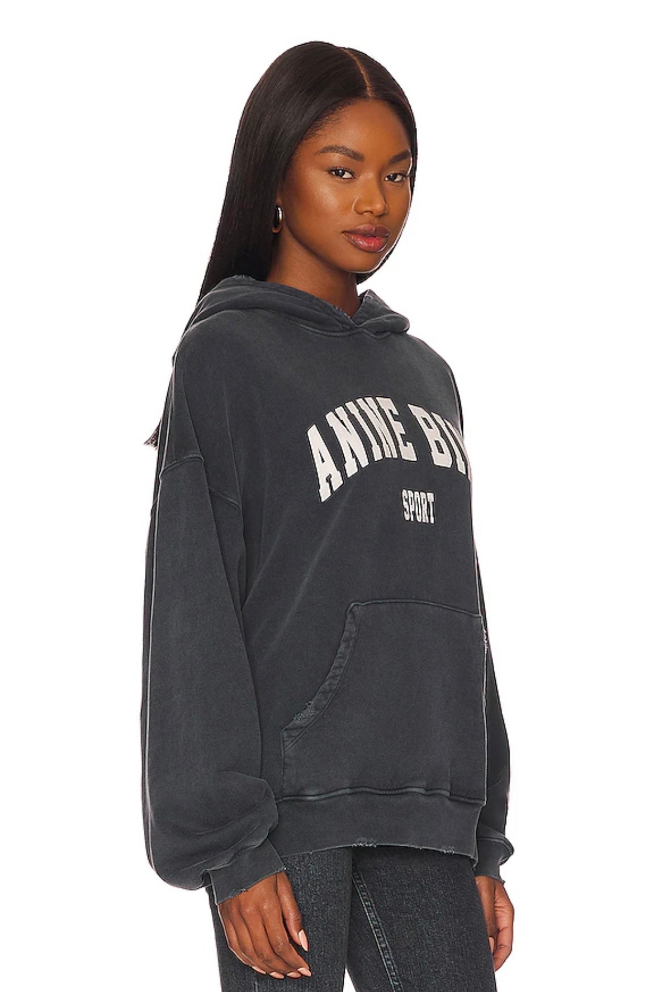 ANINE BING Harvey Sweatshirt in Washed Black Shop Cares Closet