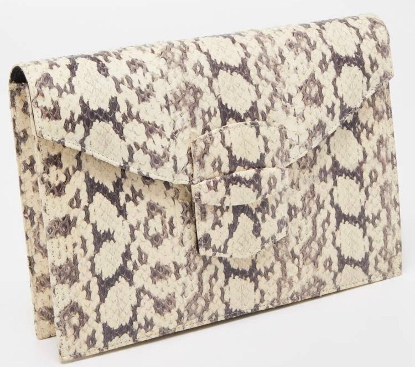 OSCAR DE LA RENTA  white +brown snakeskin square bag