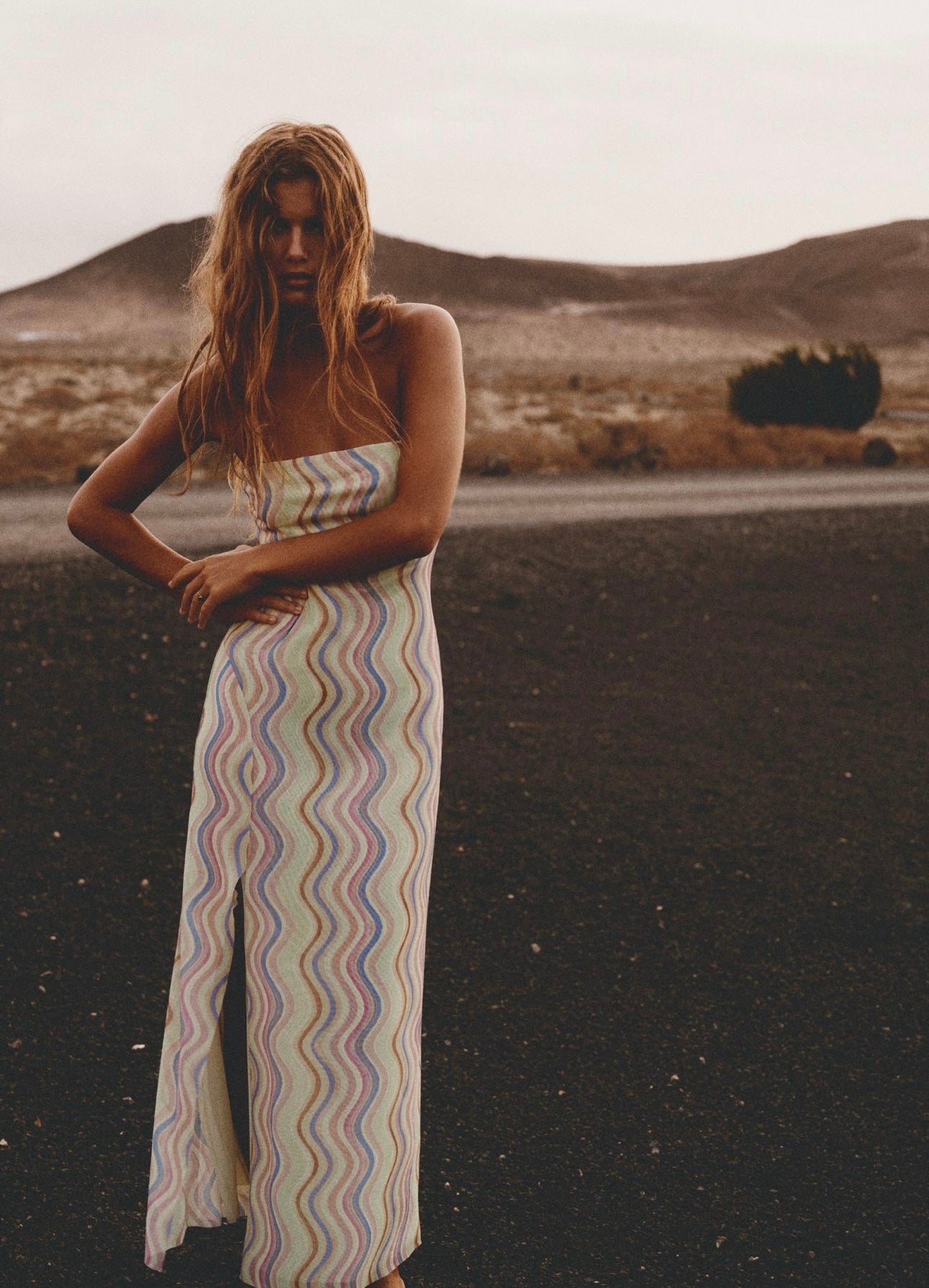 ZARA -TULLE PRINTED STRAPLESS DRESS