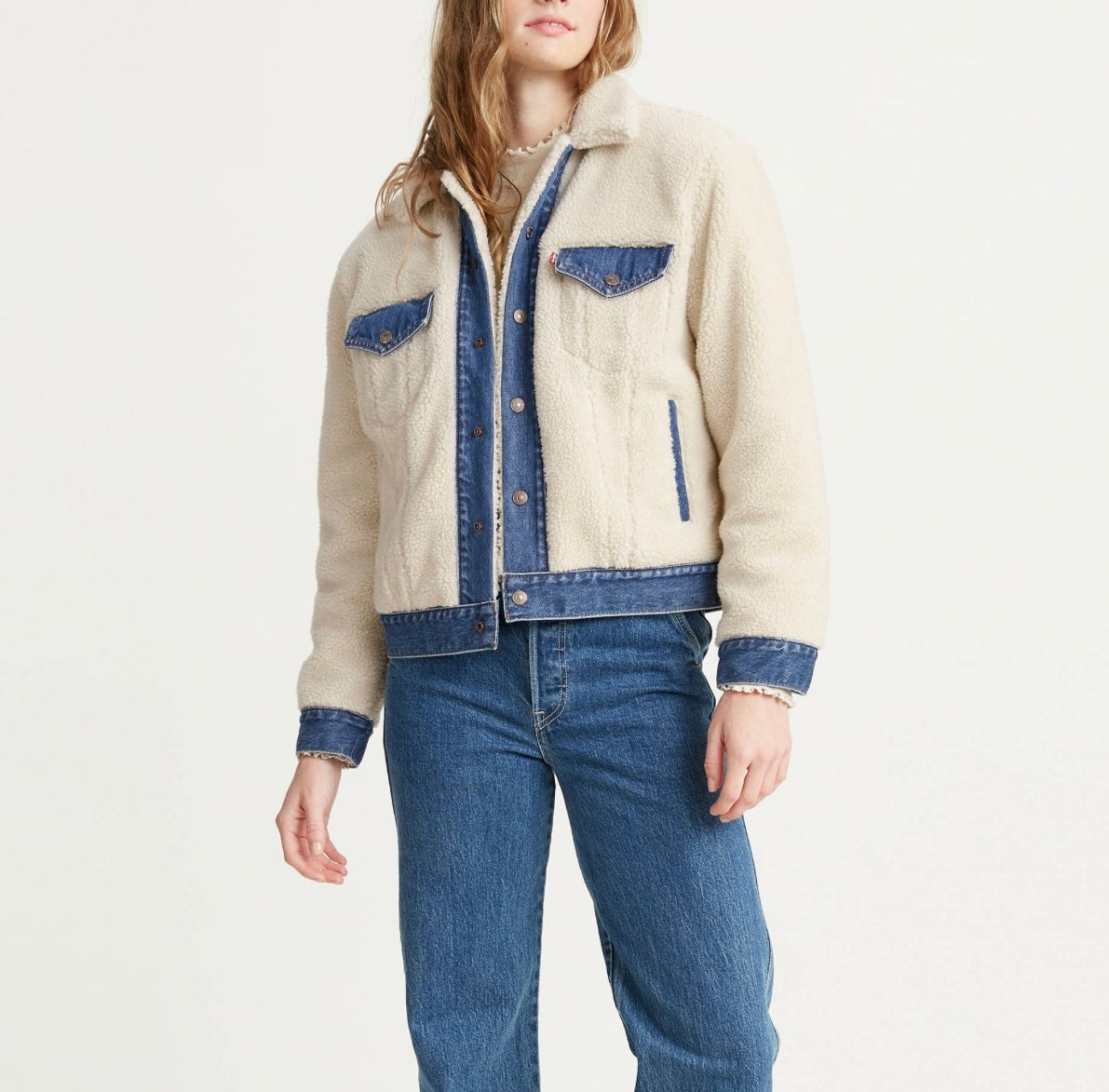 Levi's Premium - 
EX-BOYFRIEND SHERPA PIECED TRUCKER JACKET