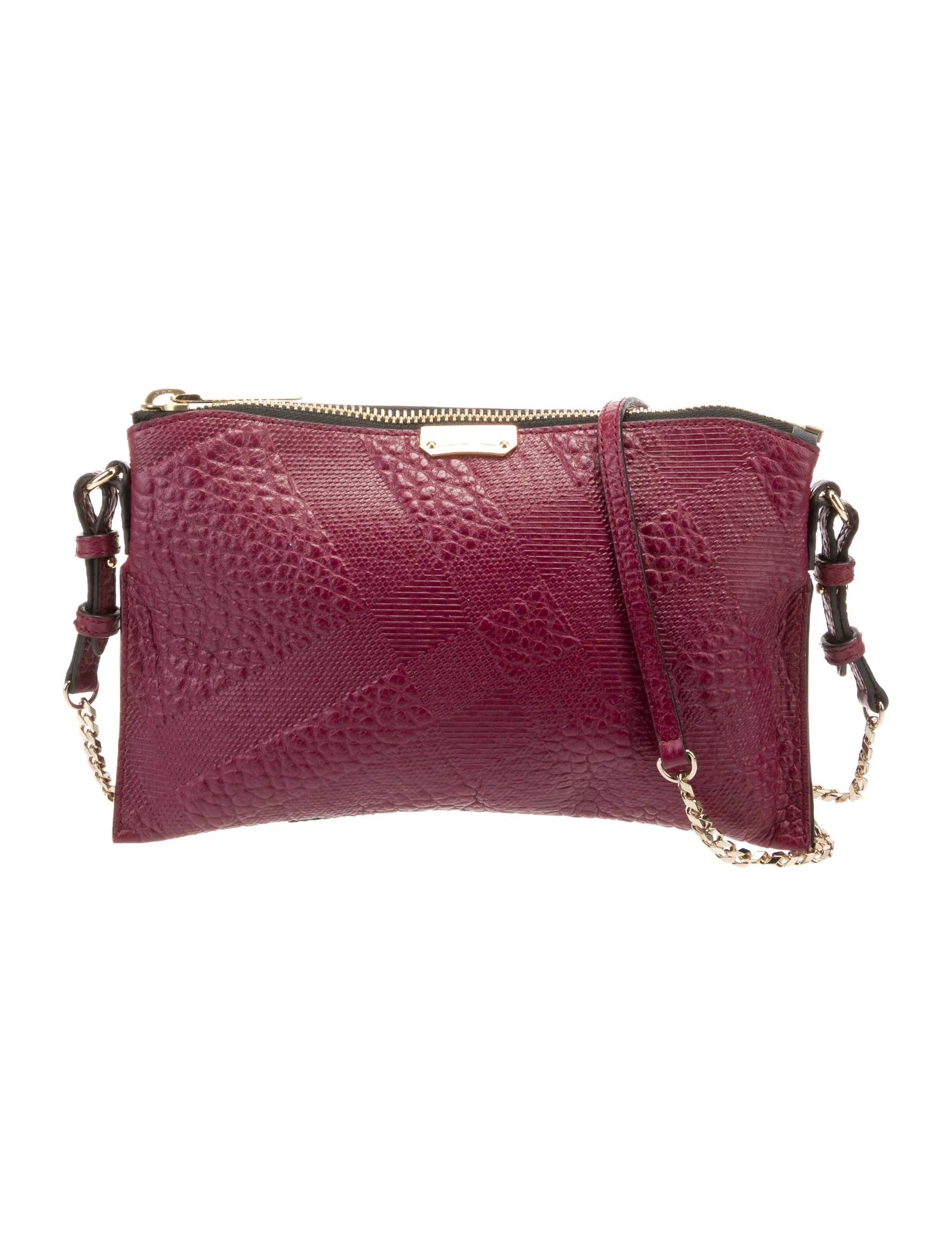 BURBERRY Peyton maroon/burgundy pebbled leather crossbody purse