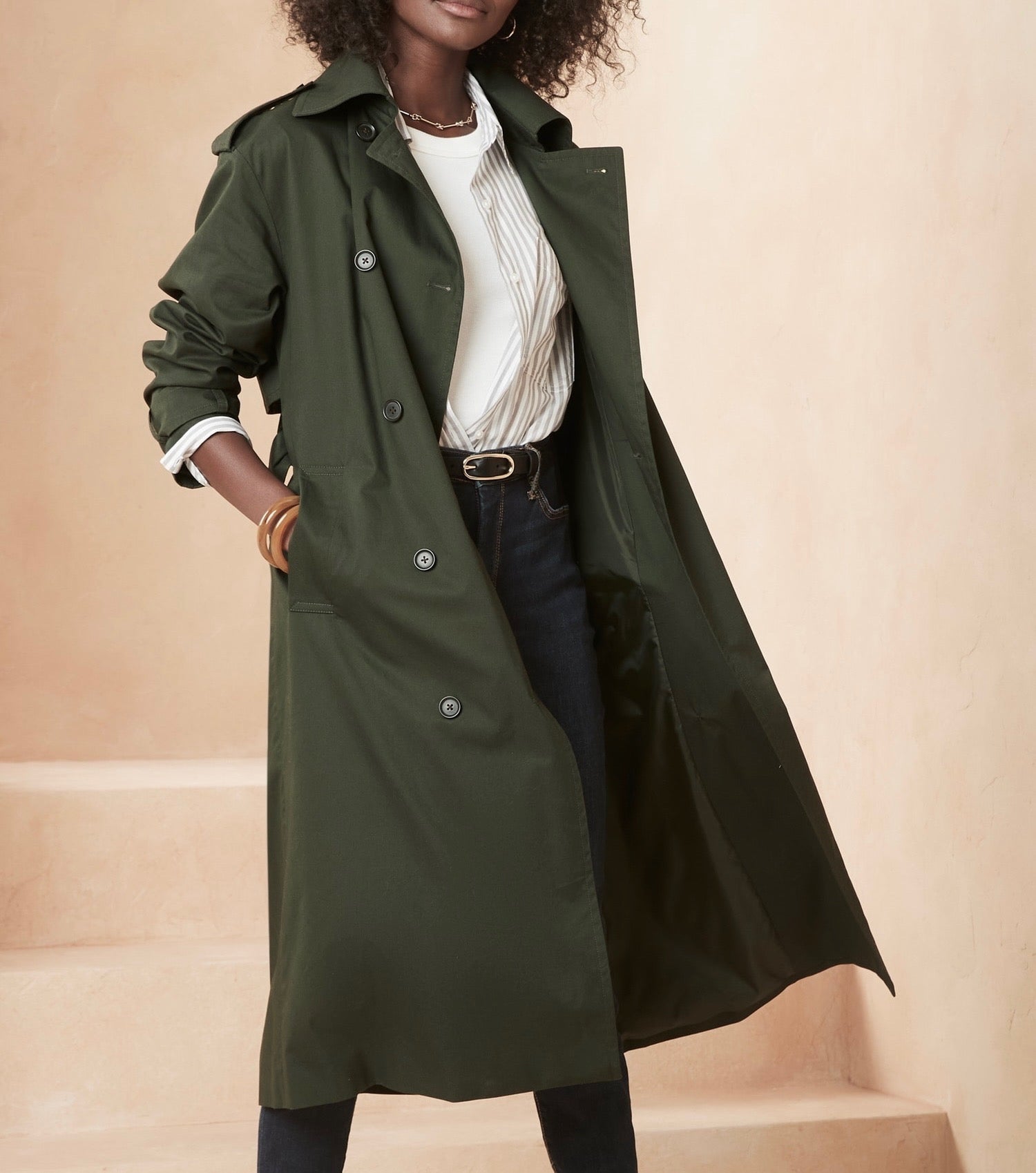 BANANA REPUBLIC dark green trench coat