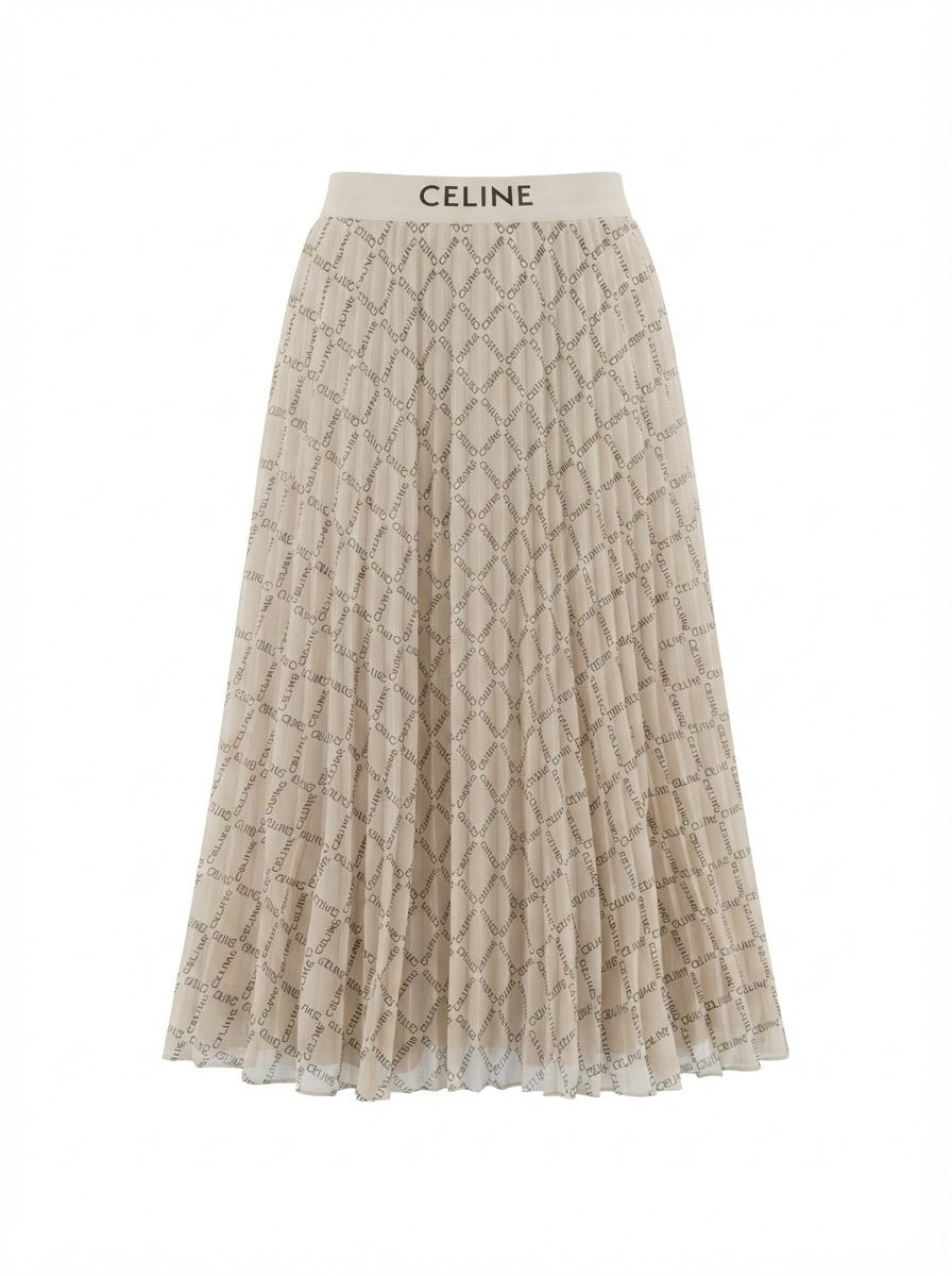CELINE cream logo skirt