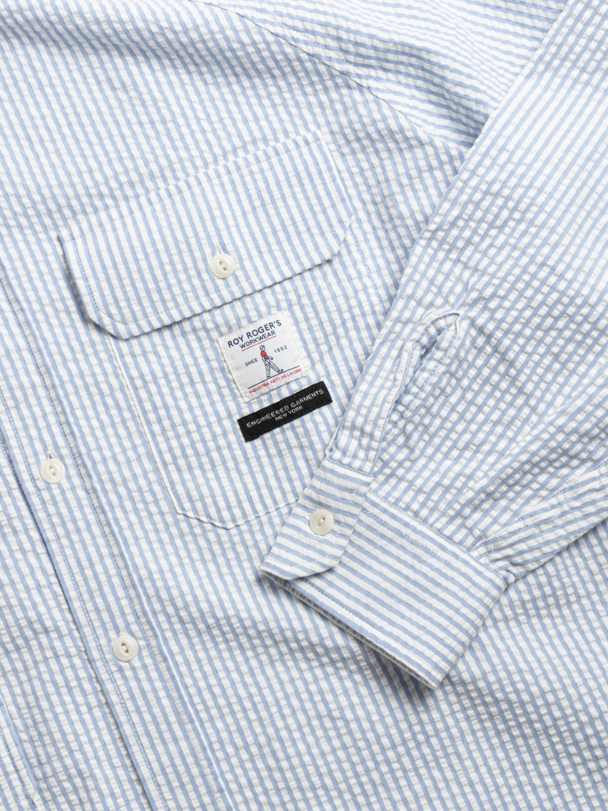 ROY ROGERS WORKWEAR X ENGINEERED GARMENTS blue/white stripe button down top