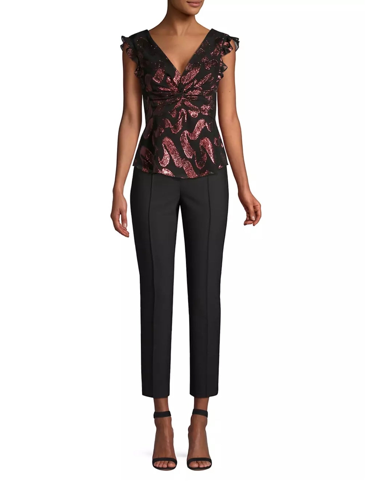 Rebecca Taylor
Lurex Jacquard Ruffle Trim Top