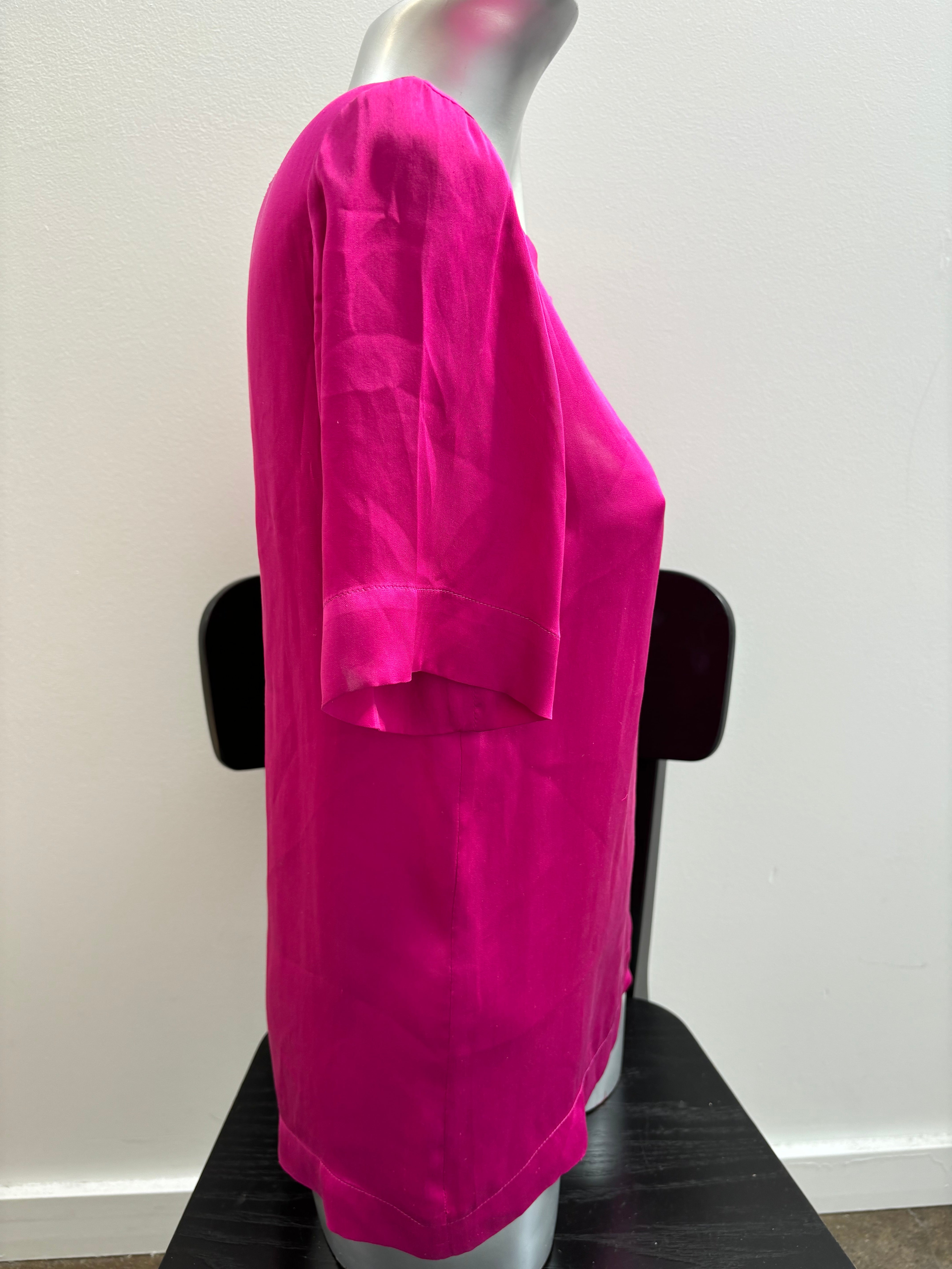 LANVIN fuscia silk short sleeve top