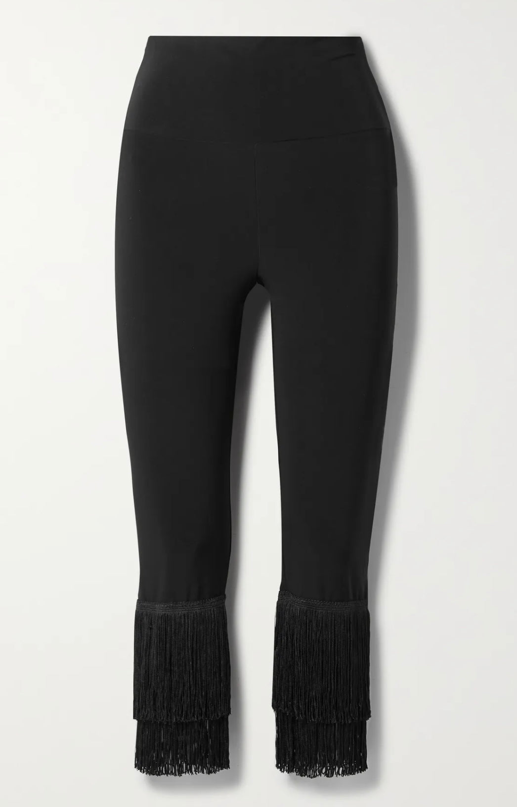 NORMA KAMALI
Cropped fringed stretch-jersey leggings