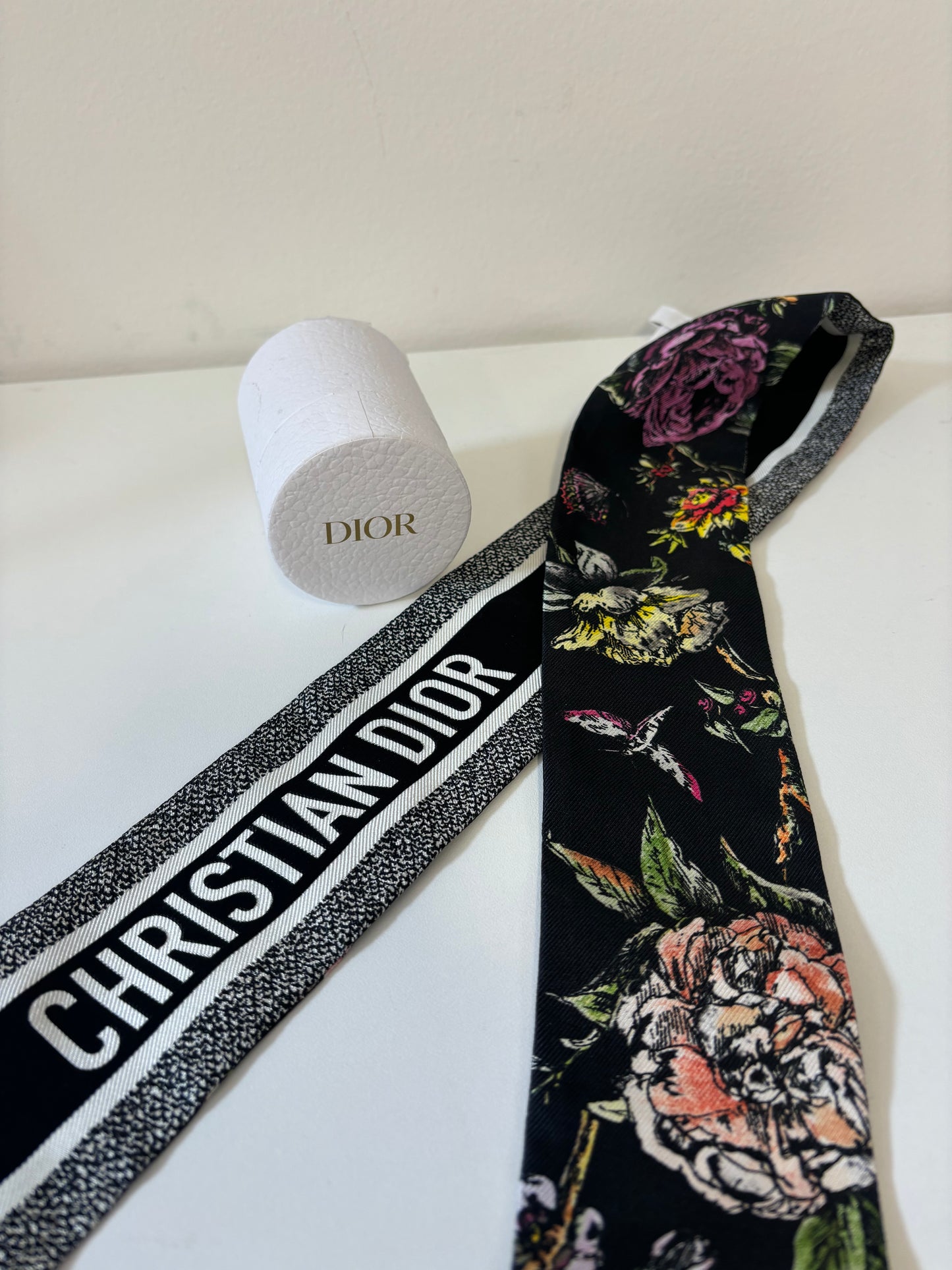 DIOR floral print reversible twilly