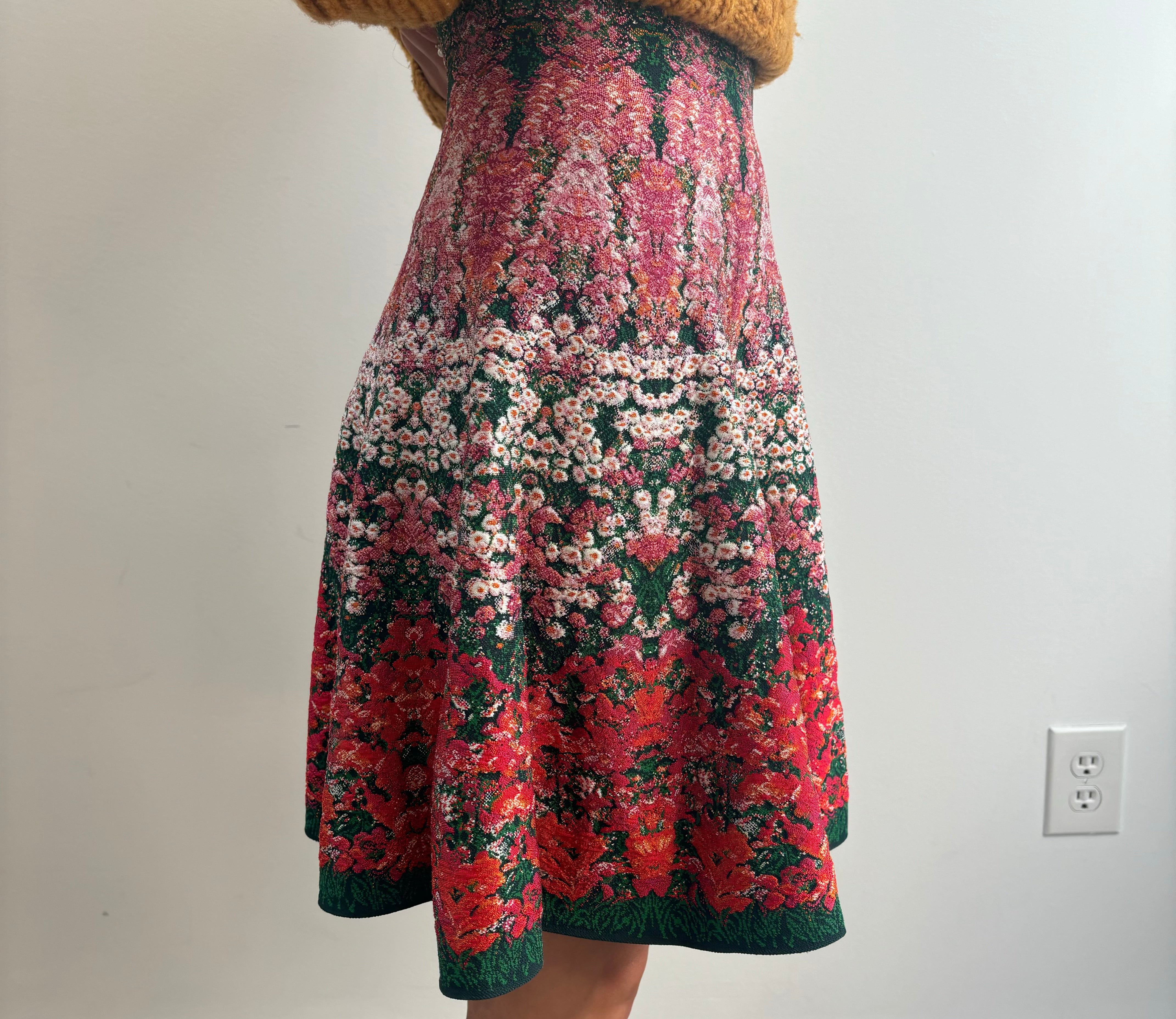 ALEXANDER MCQUEEN Pink Floral Fit/Flare Mini Skirt