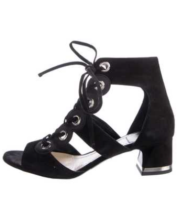 CHRISTIAN DIOR Black Suede Lace Gladiator Heel Sandals