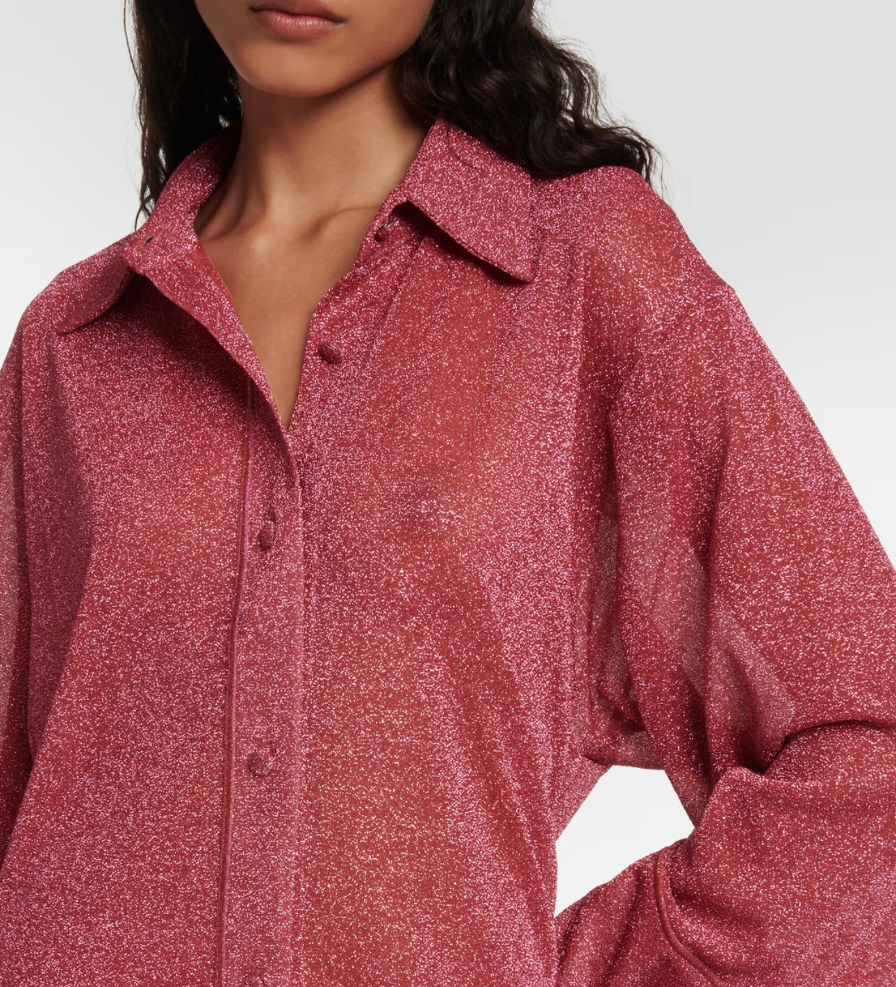 OSÉREE
Lumière metallic sheer shirt
& shorts SET