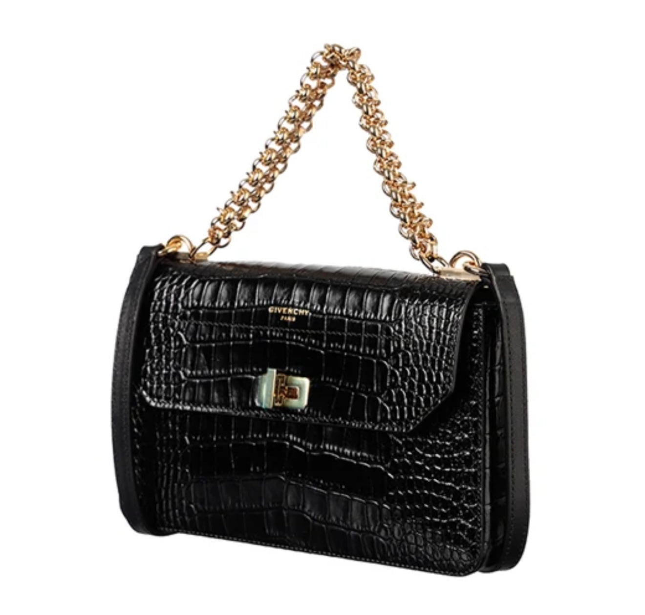 Givenchy - Catena Small Croc-Effect Cross-Body Black Leather Shoulder - Vintage