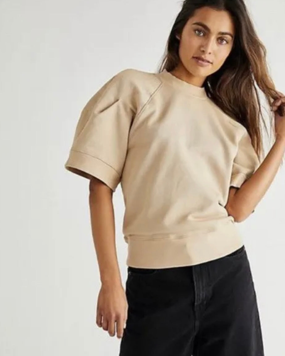 Agolde Round Puff Shoulder Half Sleeve Box Sweatshirt