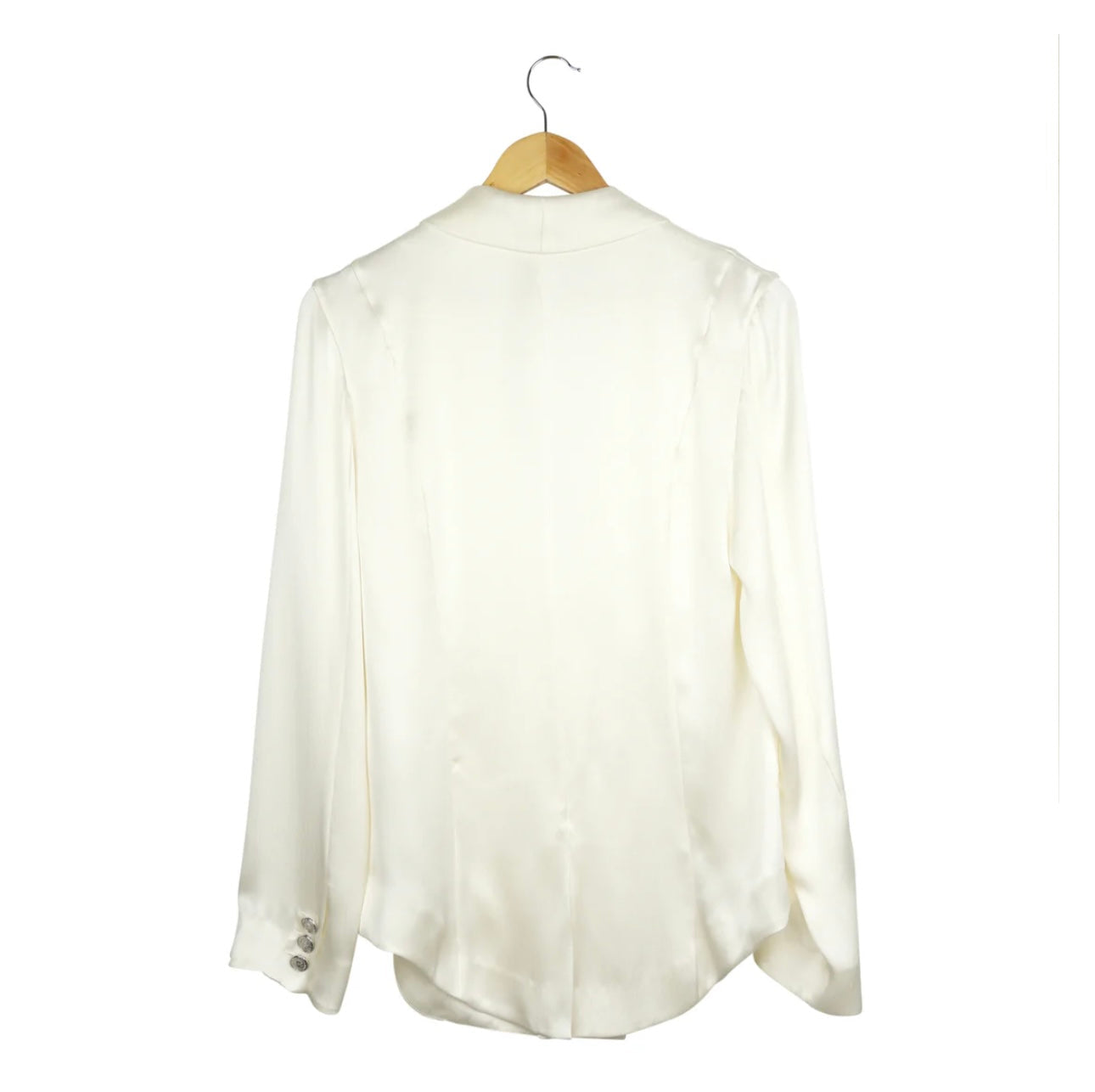 BALMAIN Ivory Silk Double-Breasted Blazer Jacket