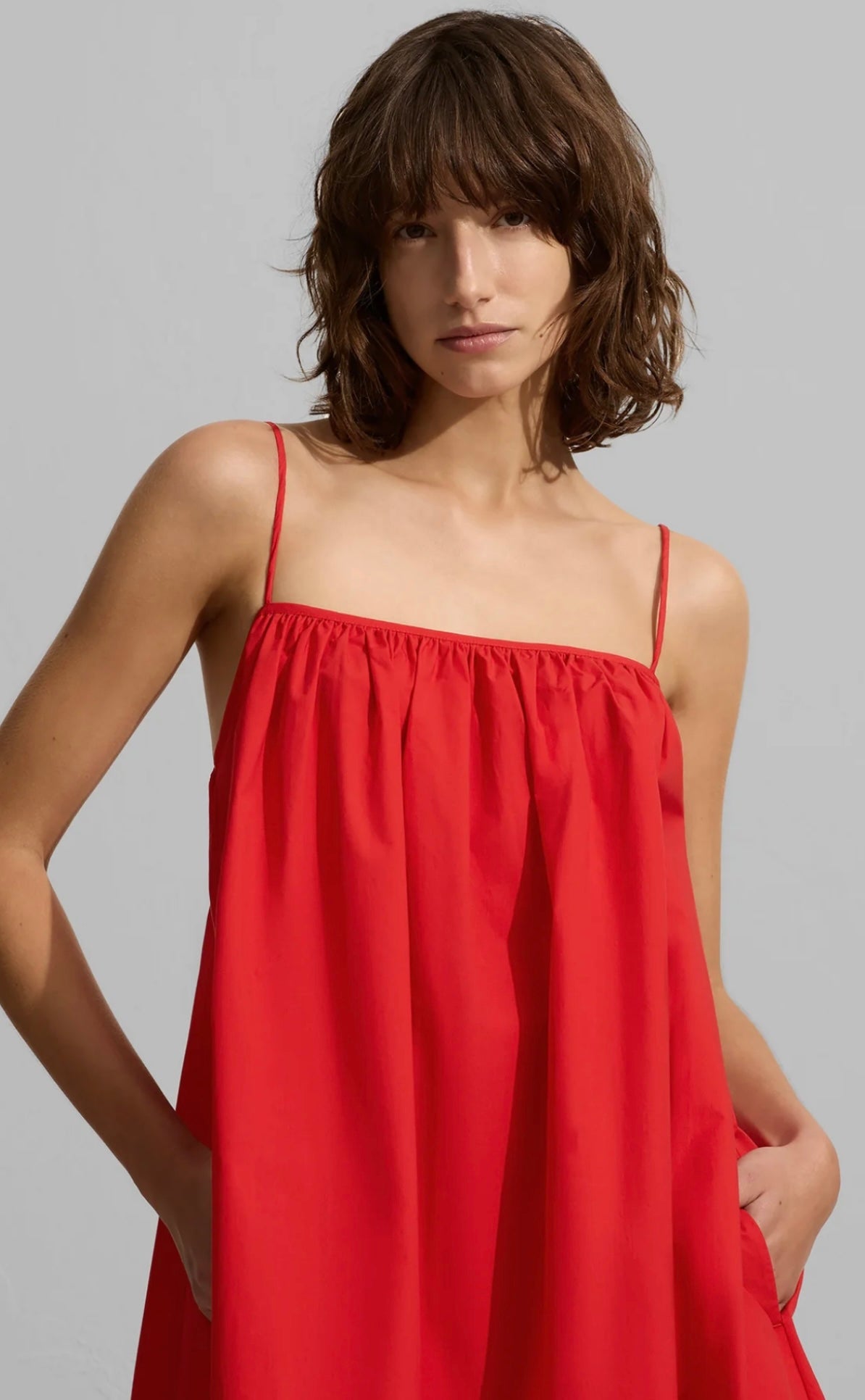 MATTEAU VOLUMINOUS CAMI MINI DRESS - ROSSO