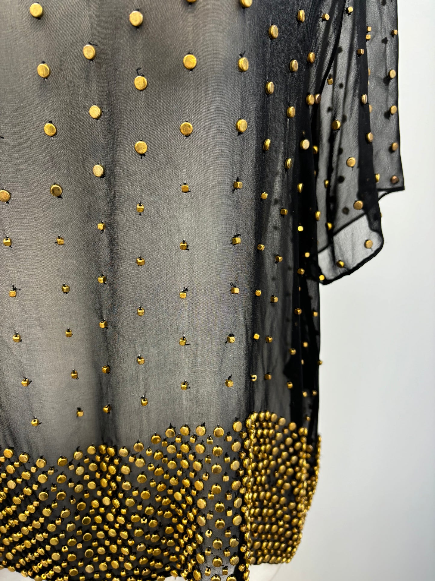 SALLY LAPOINTE black sheet top with gold metal beads