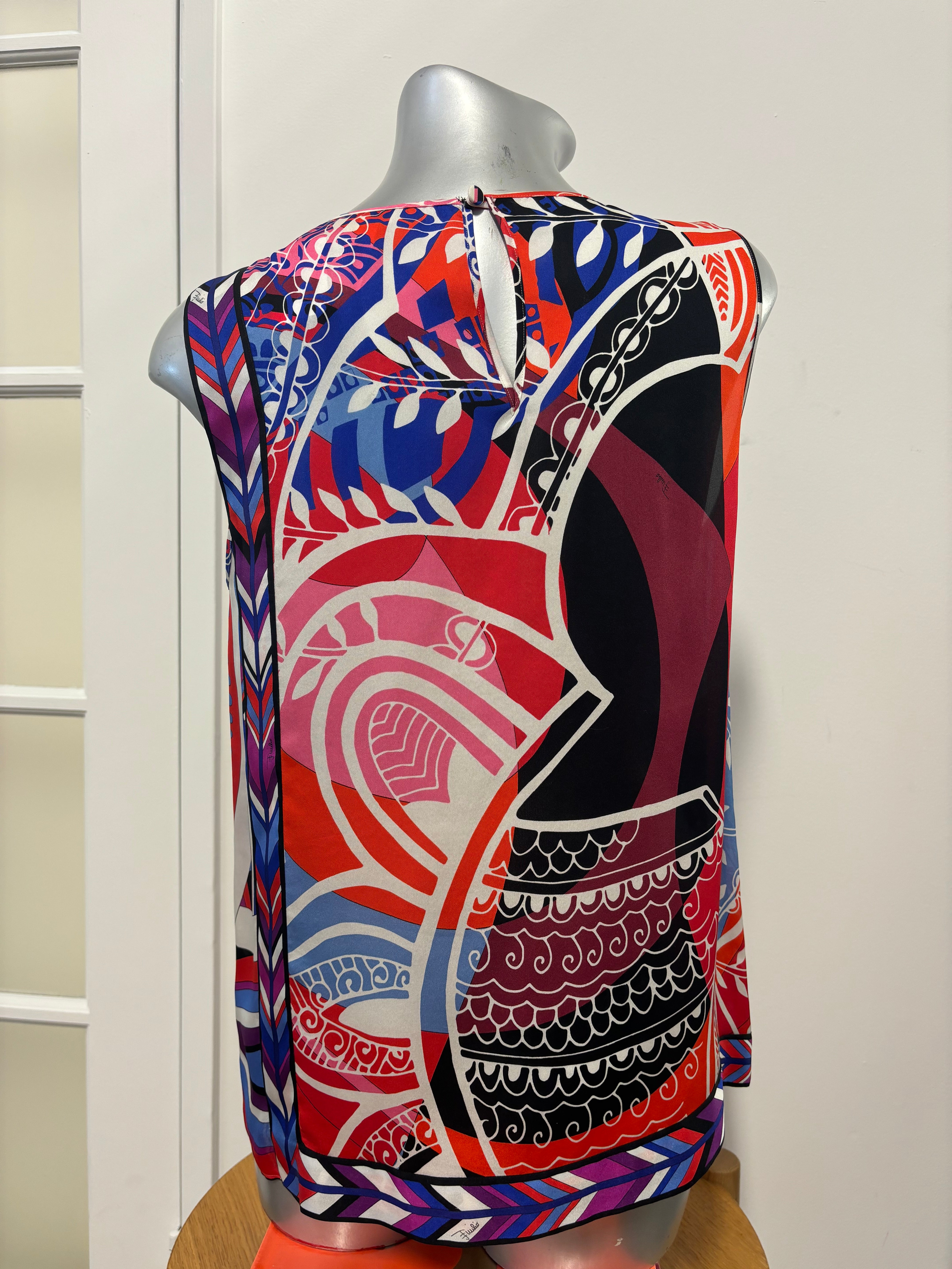 EMILIO PUCCI silk printed sleeveless top