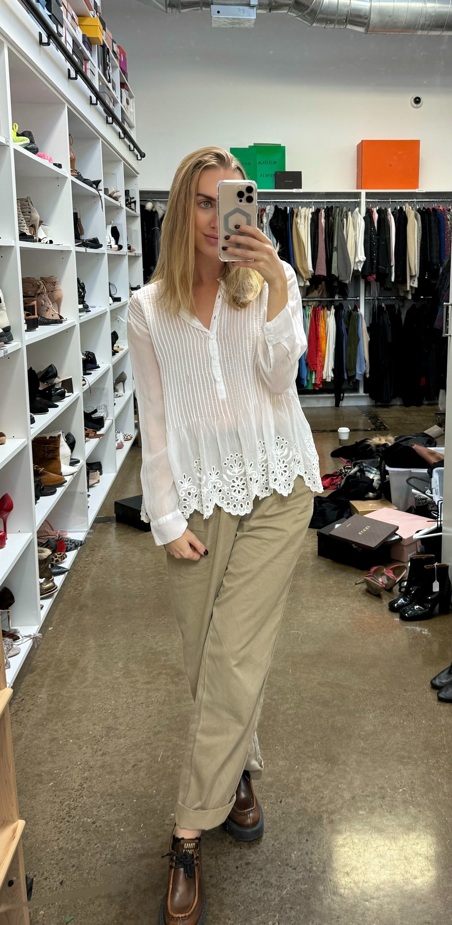 Johnny Was - White Flowy Blouse