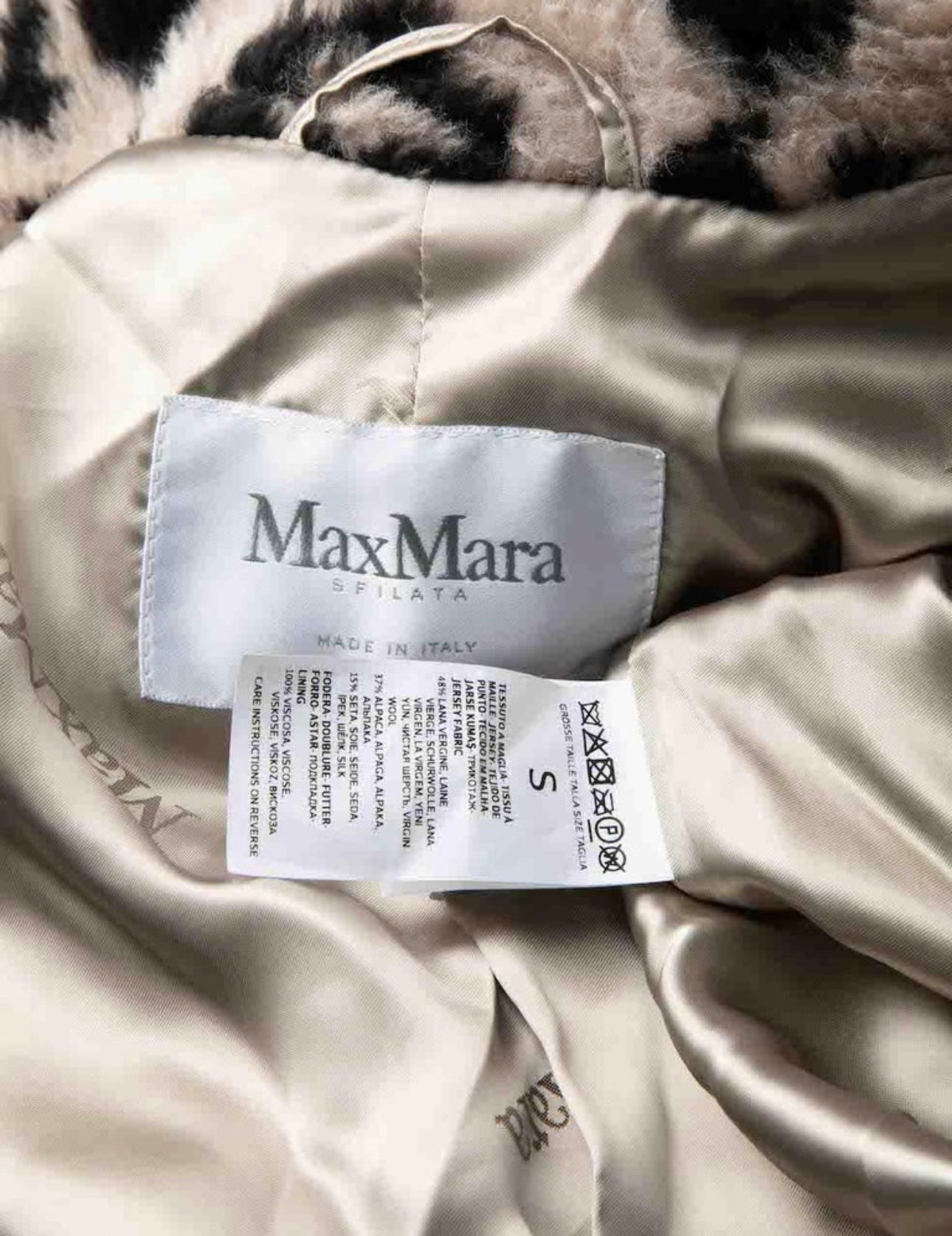Max Mara -Teddy Wool Leopard Print Coat Size S