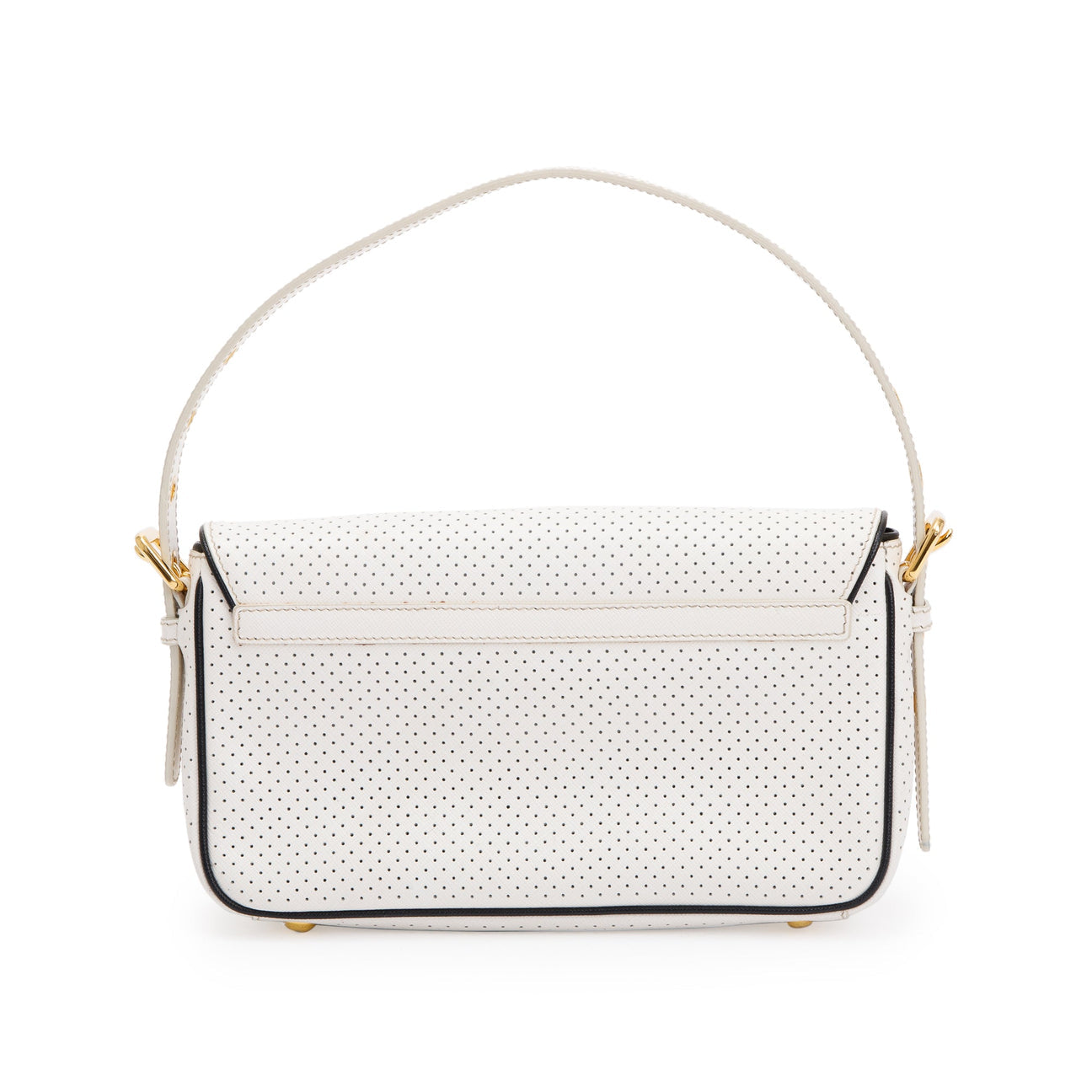 PRADA white perforated saffiano leather bag