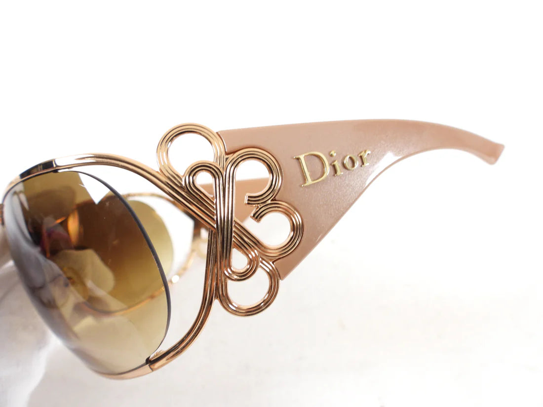 DIOR tan ombre sunglasses with 'gold sheild wrap'