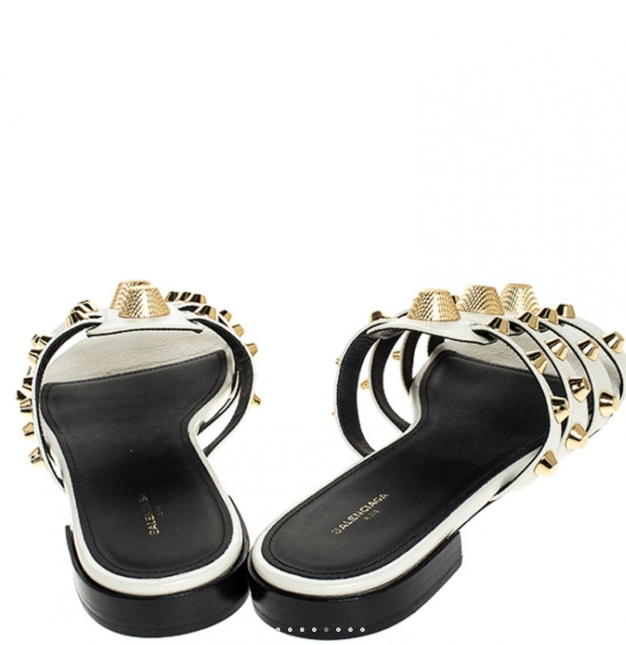 Balenciaga
Balenciaga White Leather Studded Strappy Flat Sandals