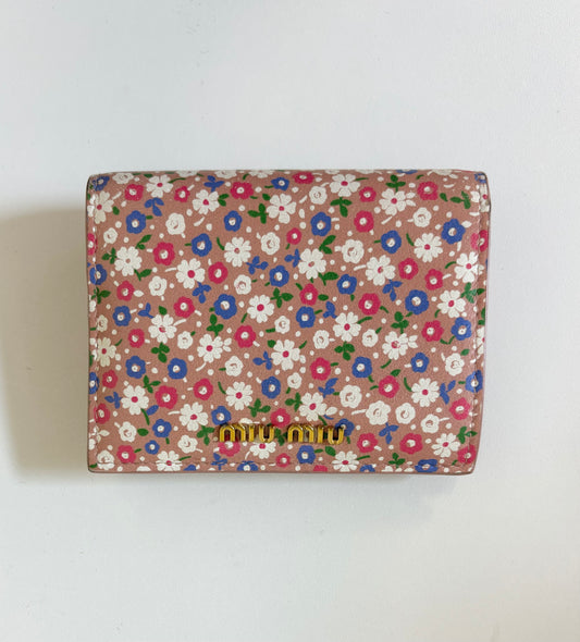 MIU MIU Floral Print Leather Wallet